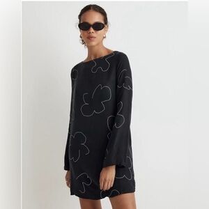 Madewell Shift Mini Dress In True Black Sz Medium NWT
